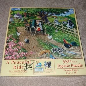 Sunsout puzzle 550 A Peaceful Ride 15×18"Used All